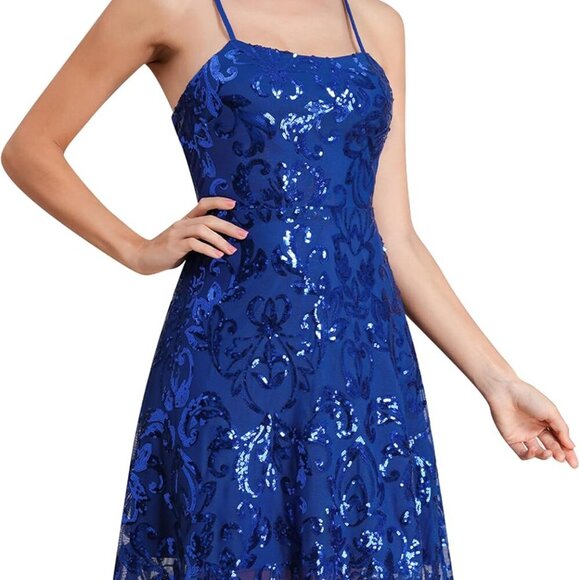 Short Prom Sequin Dress for Women in Royal Blue - Picture 2 of 9